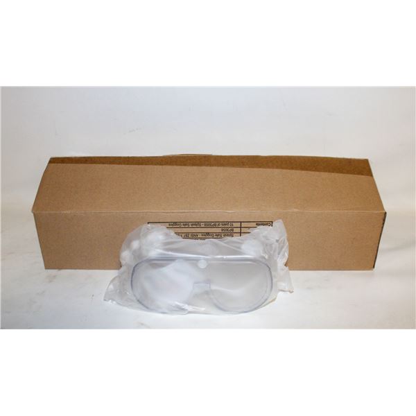 CASE OF 10 NEW CLEAR SAFETY GOOGLES