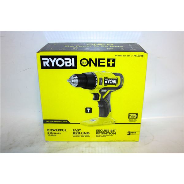 NEW RYOBI ONE 18 VOLT 1/2 HAMMER DRILL MODEL