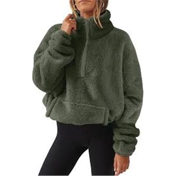 NEW 32D SHERPA PULL OVER GREEN SMALL
