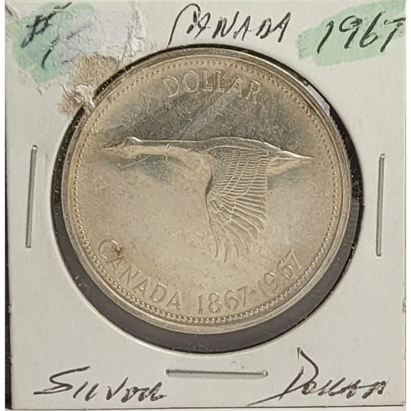 8)  CANADIAN 1967 $1.00 COIN, 80% SILVER,