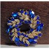 Image 1 : 17)  SILVER TONE WITH SAPPHIRE BLUE AND