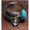 Image 1 : 23)  SILVER TONE WITH TURQUOISE AND ROCK