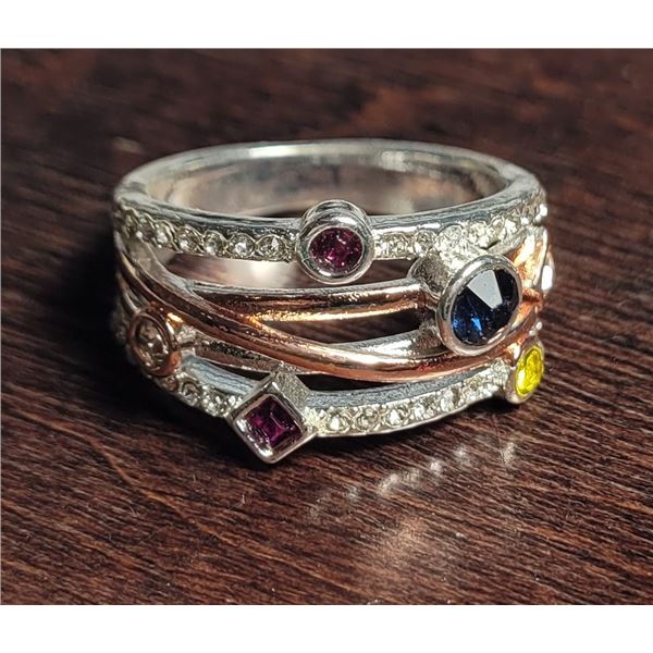 22)  SILVER TONE WITH COPPER ACCENT AND