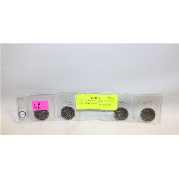 4X CANADIAN MOUNTED POLICE 25 CENT COINS ALL 1973