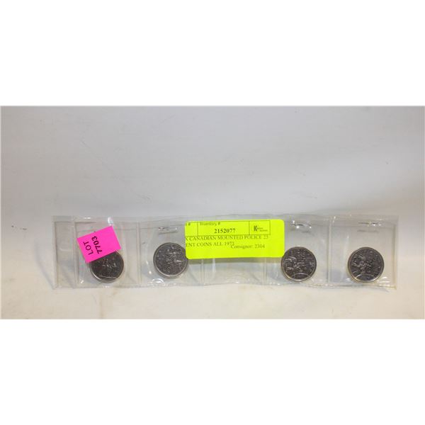 4X CANADIAN MOUNTED POLICE 25 CENT COINS ALL 1973