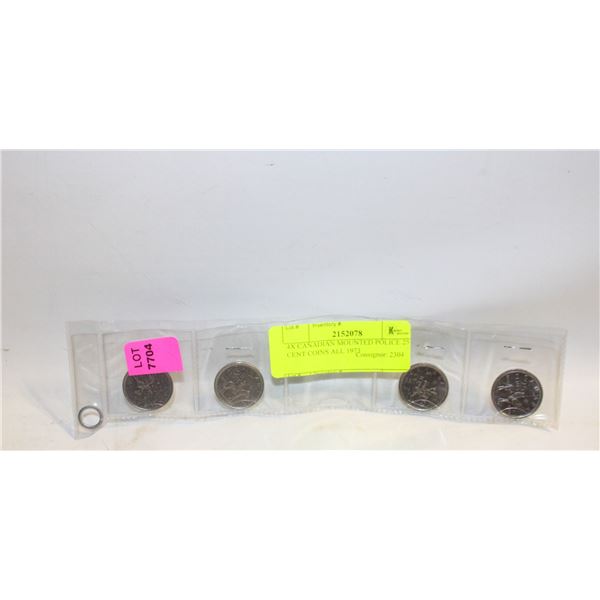 4X CANADIAN MOUNTED POLICE 25 CENT COINS ALL 1973