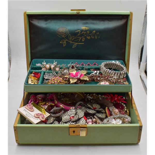 RED & PINK VTG JEWELRY INCLUDING SWAROVSKI