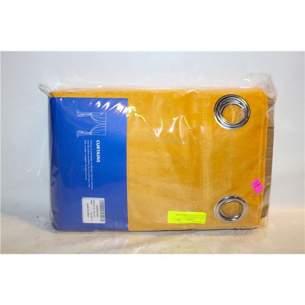 SET OF 2 YELLOW VELVET CURTAINS THERMAL INSULATED