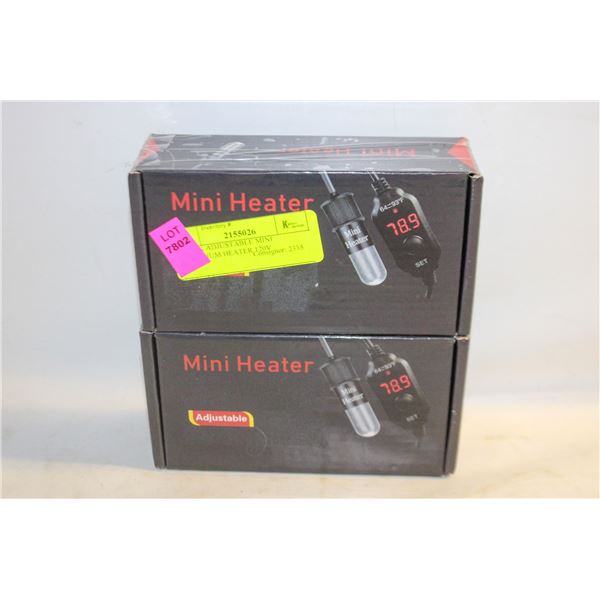 2 PACK ADJUSTABLE MINI AQUARIUM HEATER 120V