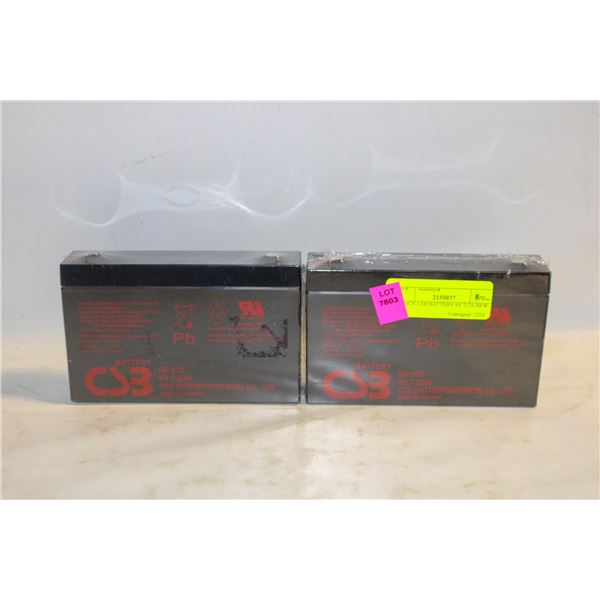 2 PACK CSB BATTERY 6V 7.2A NEW