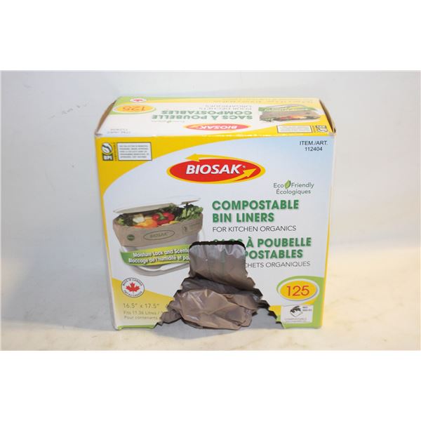 120 BIOSAK COMPOSTABLE BIN LINERS 16.5 X 17.5"
