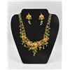 Image 1 : COLLEEN TOLAND PEACH & GREEN NECKLACE & EARRINGS