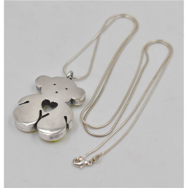 STERLING SILVER BEAR-HEART PENDANT - 10.66 G'S