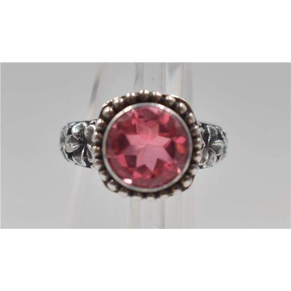 VTG STER SILV 925 PINK STONE RING-4.68 G'S- SZ 6
