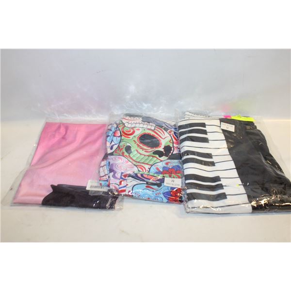 3 LADIES MEDIUM NEW LEGGING PANTS TOGETHER-ESTATE