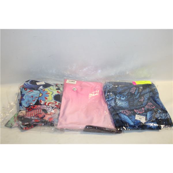 3 LADIES MEDIUM NEW LEGGING PANTS TOGETHER-ESTATE