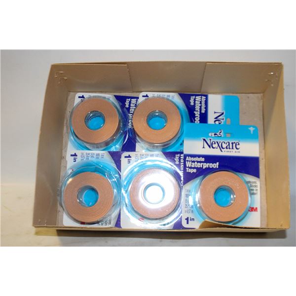 NEXCARE WATERPROOF MEDICAL TAPE- 5 ROLLS NEW