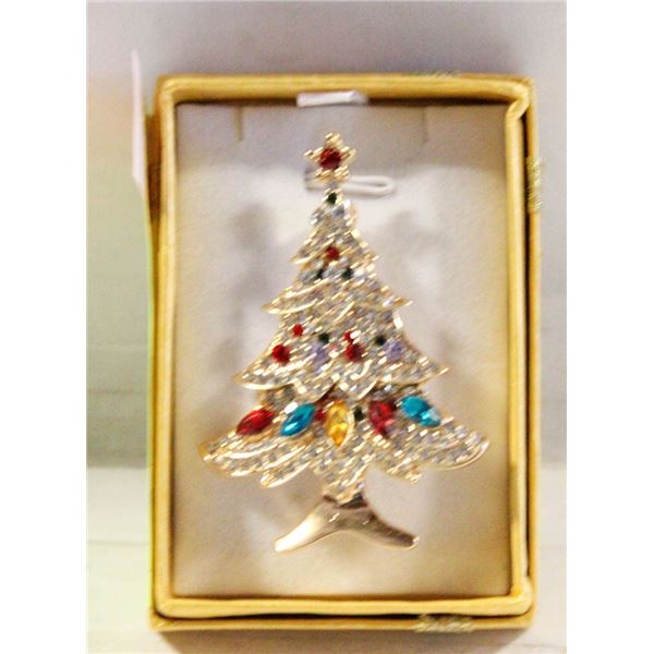 NEW CHRISTMAS TREE BROOCH FILLED WITH