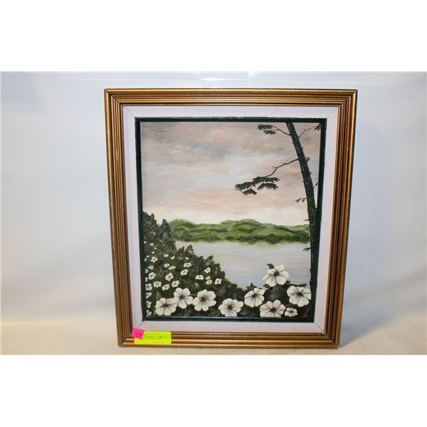 OIL PAINTING FRAMED, SIGNED, 17.7X15.5 INCH