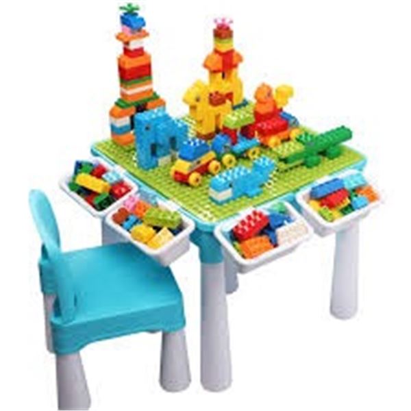NEW W BOX BURGKIDZ BUILDING BLOCKS TABLE 128PCS