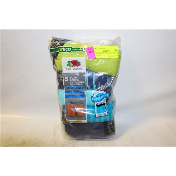 NEW FRUIT OF THE LOOM 5 BOXER BREIFS XL