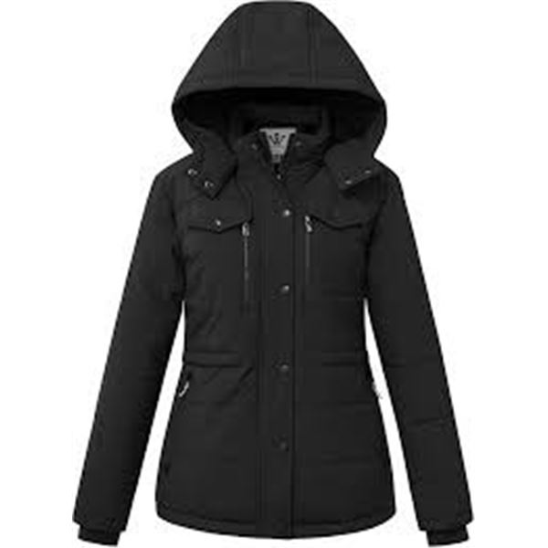 NEW WENVEN WOMENS WINTER FLEECE PARKA COAT BLACK M