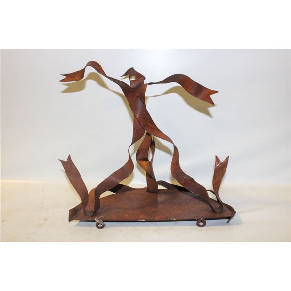 RUSTIC METAL "RIBBON" SHELF- 12" X 13" X 8"