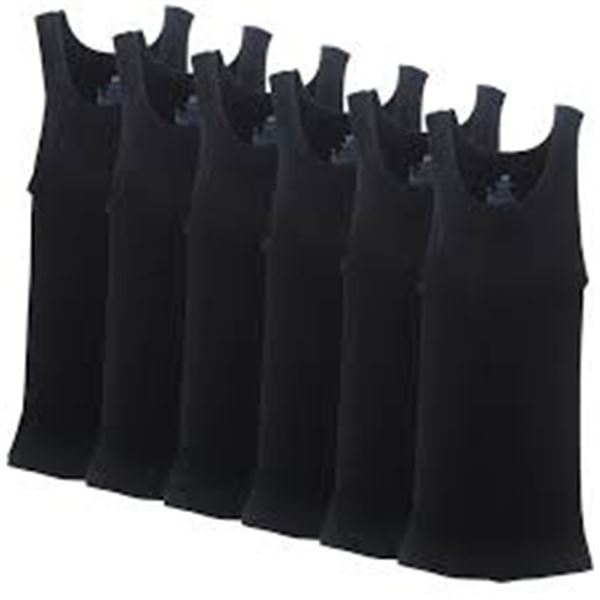 NEW 6PK HANES XL BLACK TANK TOPS