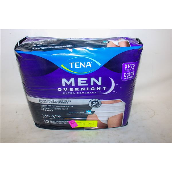 NEW TENA MEN OVERNIGHT (12) SIZE L/XL