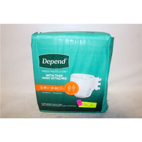 NEW DEPEND BRIEF W/TABS (20) SIZE S