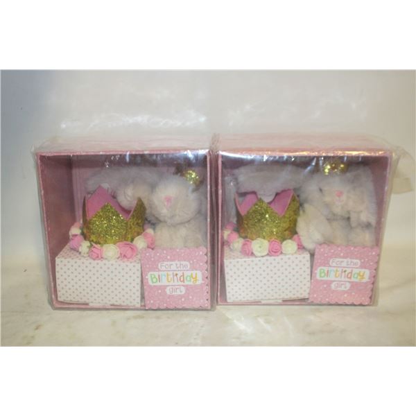 2 BIRTHDAY BUNNY GIFT SETS W/STORY BOOK+STUFFY
