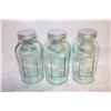 Image 1 : GREEN GLASS STORAGE JARS- 1/2 KG VOLUME- SET OF 3