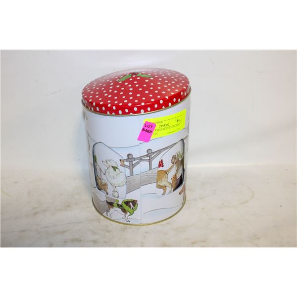 MUSICAL XMAS REVOLVING DOG BISCUIT TIN