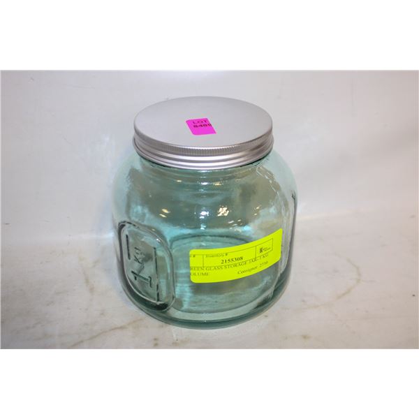 GREEN GLASS STORAGE JAR- 1 KG VOLUME