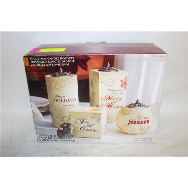 CHRISTMAS CANDLE HOLDERS SET OF 4 IN BOX