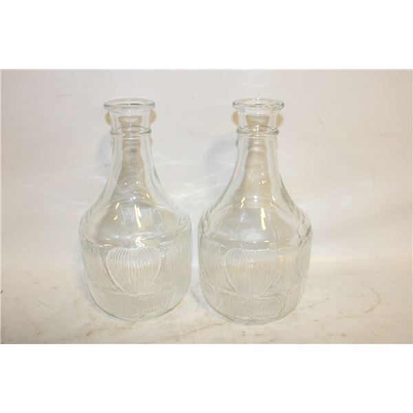 CARVED GLASS JUICE CARAFES- SET OF 2