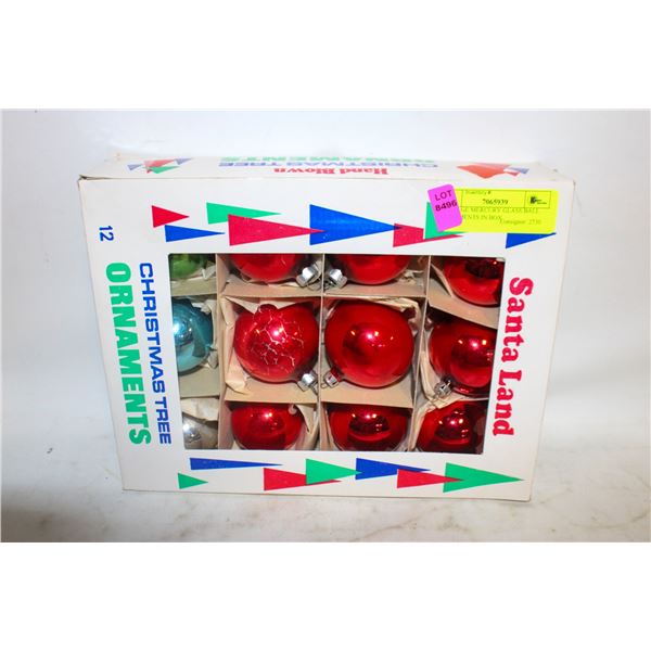VINTAGE MERCURY GLASS BALL ORNAMENTS IN BOX
