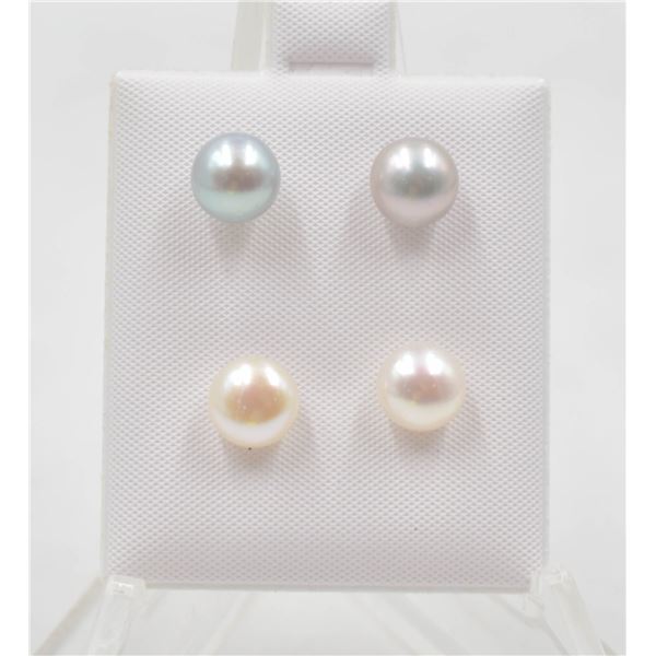 #165-NATURAL AKOYA PEARL STUD EARRING 2PAIR