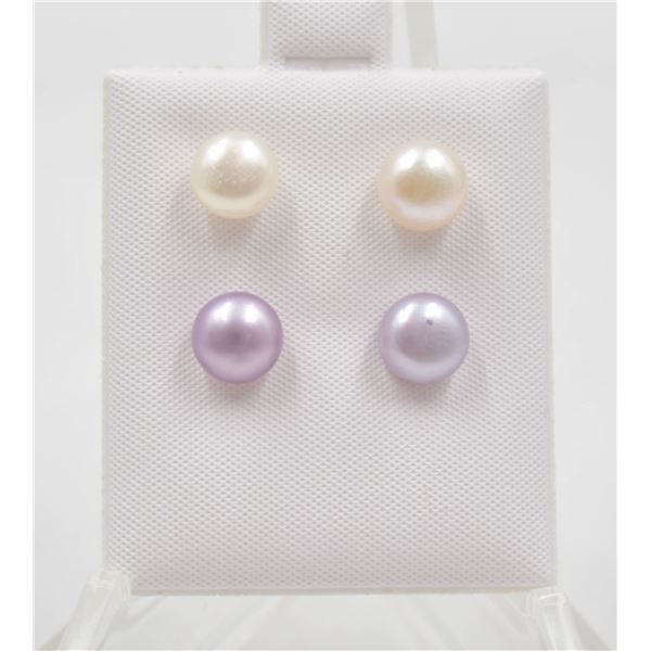 #166-NATURAL AKOYA PEARL STUD EARRING 2PAIR