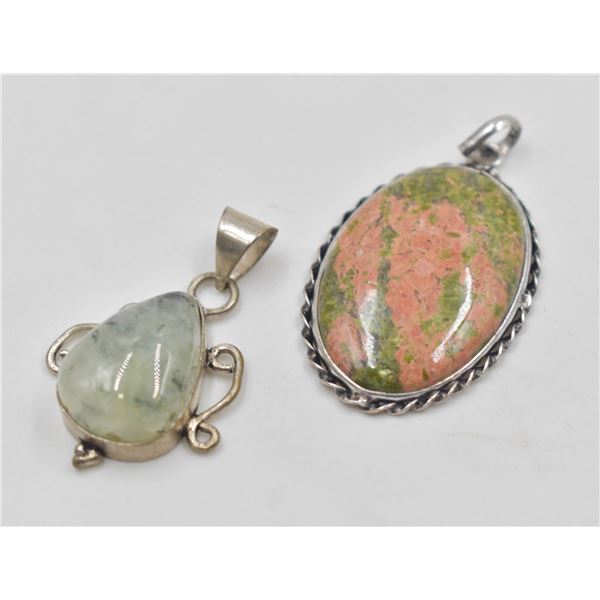 #243-NATURAL UNAKITE & PRENITE   PENDANT