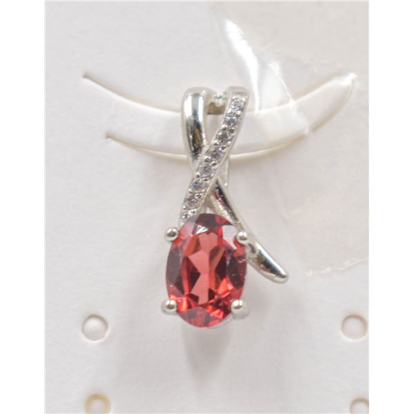 #184-NATURAL RED GARNET & CZ PENDANT
