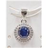 Image 1 : #198-NATURAL BLUE SAPPHIRE  & CZ PENDANT