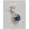 Image 2 : #198-NATURAL BLUE SAPPHIRE  & CZ PENDANT