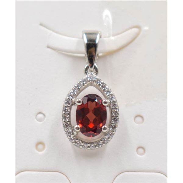 #191-NATURAL RED GARNET & CZ PENDANT