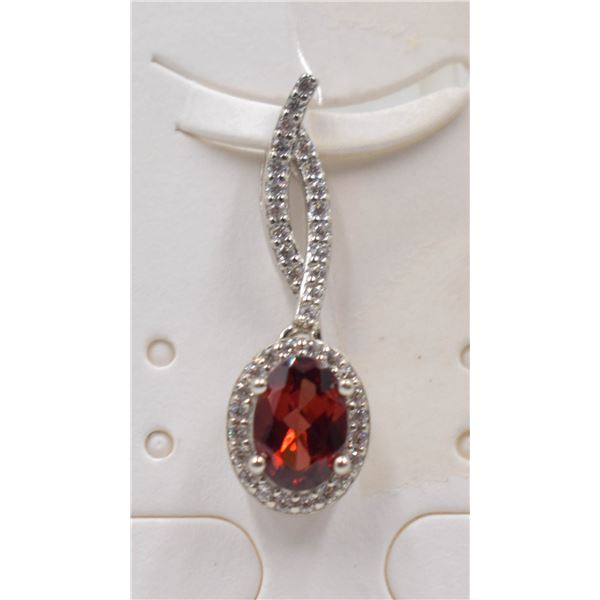 #186-NATURAL RED GARNET & CZ PENDANT