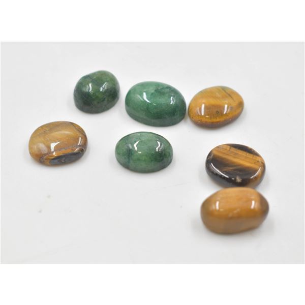 #21-NATURAL TIGER EYE & EMERALD GEMSTONES 70.10CT