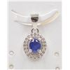 Image 1 : #200-NATURAL BLUE SAPPHIRE  & CZ PENDANT