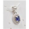 Image 2 : #200-NATURAL BLUE SAPPHIRE  & CZ PENDANT