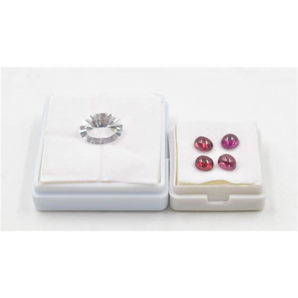 #258-NATURAL PHODOLITE GARNET 5.00CT &  QZ 5.11CT