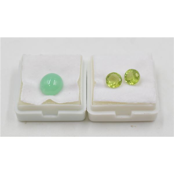 #249-NATURAL PERIDOT 2.50CT & CHRYSOPRASE 4.05CT